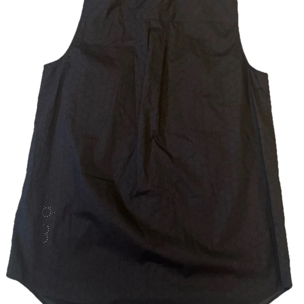 Michael Kors M Black Shirt Sleeveless Eyelet 100% Cotton Button Down NWT $94